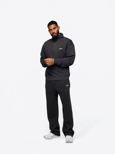 Faded 1/4 Zip Sweatshirt - Black