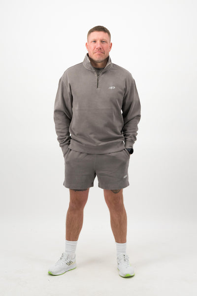 Faded 1/4 Zip Sweatshirt - Grey